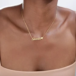 Customized Women's Stainless Steel Customized Name Necklace Letter Heart Nameplate Personalized Name Necklace Waterproof Lover M