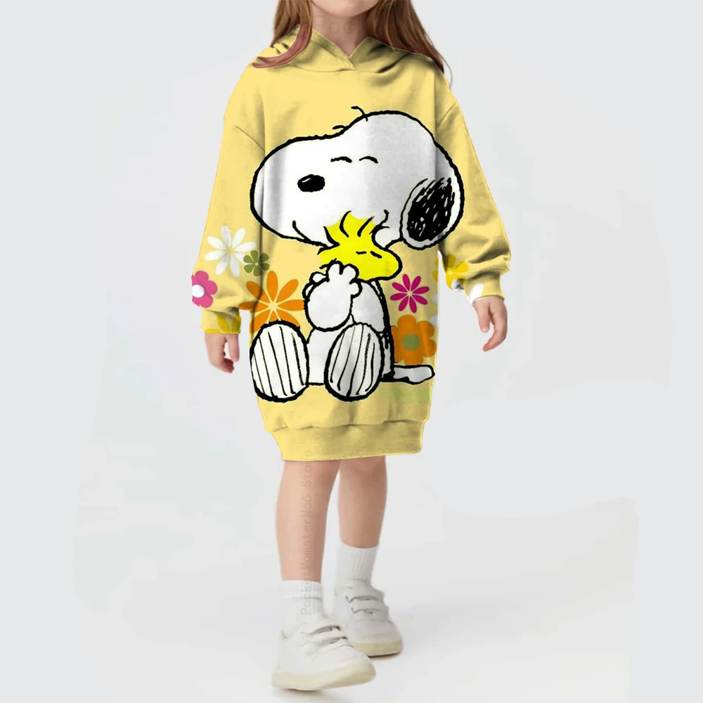 Disney Snoopy Printed Baby Girls Children Autumn and Winter Casual Sweatshirts New Hoodies Loose Long Sleeve Hoodies