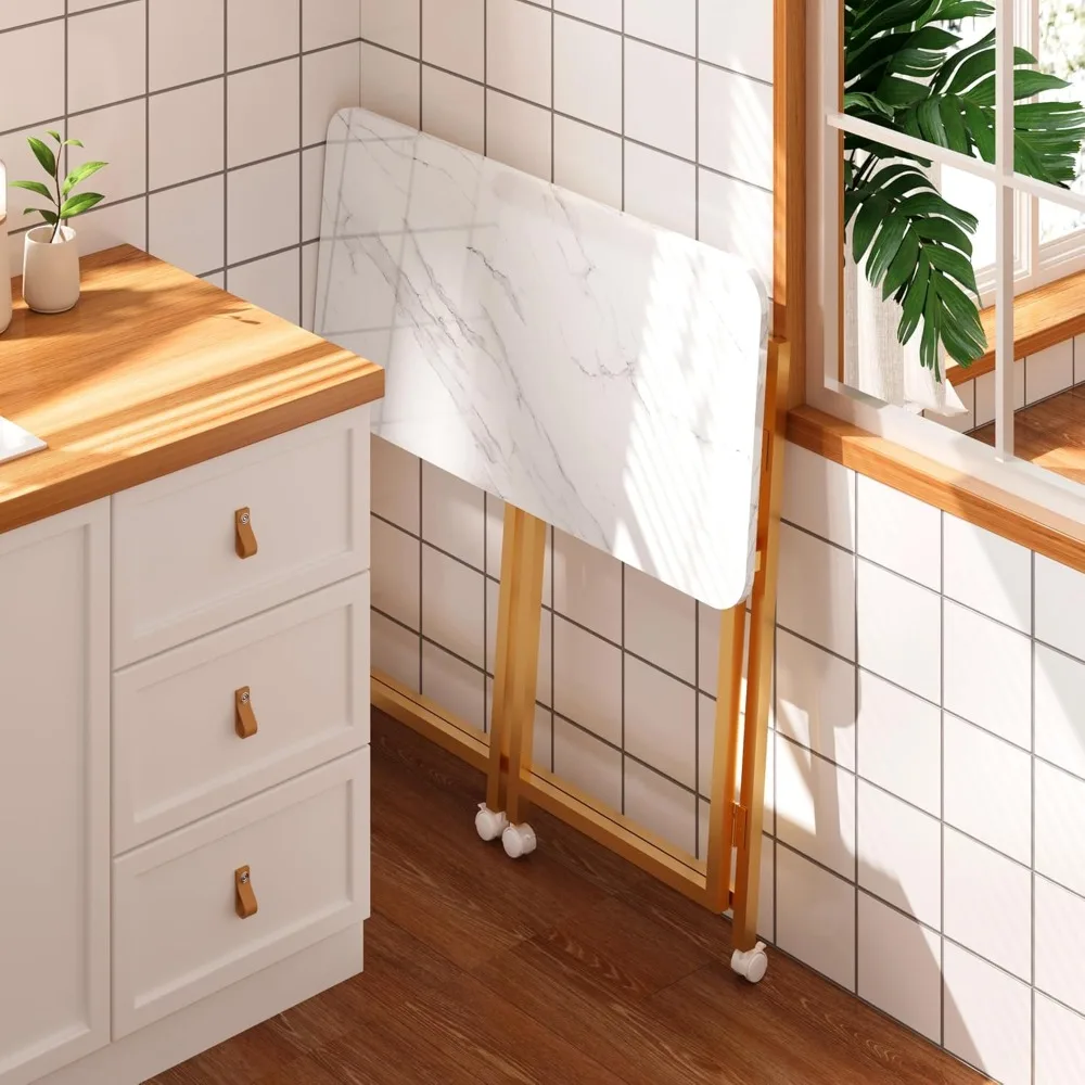 مكتب كمبيوتر محمول محمول على عجلات للمساحات الصغيرة - طاولة كمبيوتر متنقلة مع تصميم قابل للطي للمكتب المنزلي والأريكة الأمريكية