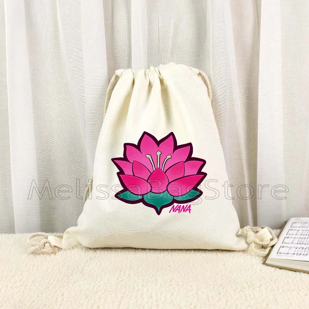 NANA Anime Manga Nana Osaki And Ren Honjo Lotus Flower Tattoo Cute Canvas Drawstring Bag Soccer Backpack Gym Sackpack String Bag