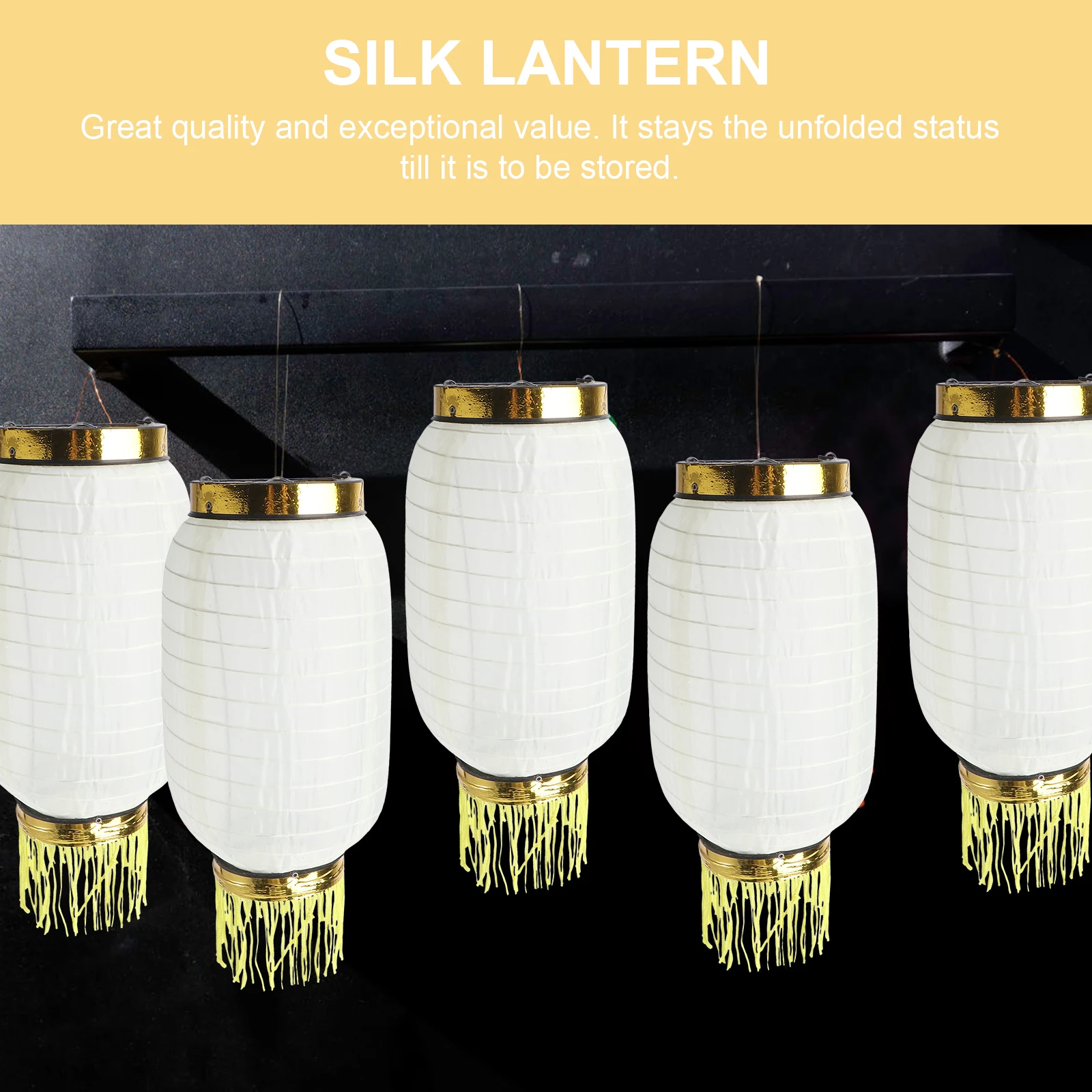 

10pcs Waterproof Lantern Japanese Cloth Oval Hanging Lamps Japanese Lanterns Durable Decorative Party Home Bar