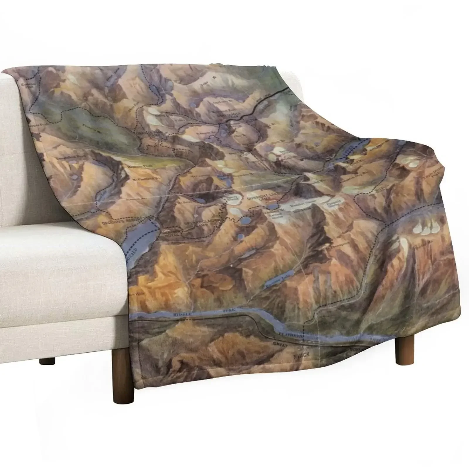 Vintage Glacier National Park Map (1914) Throw Blanket Blankets For Sofas Bed linens Blankets