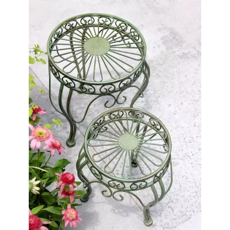 Soporte de flores para balcón, decoración de patio al aire libre, taburete de flores de piso a techo, jardín de jardinería al aire libre, sala de estar, forjado