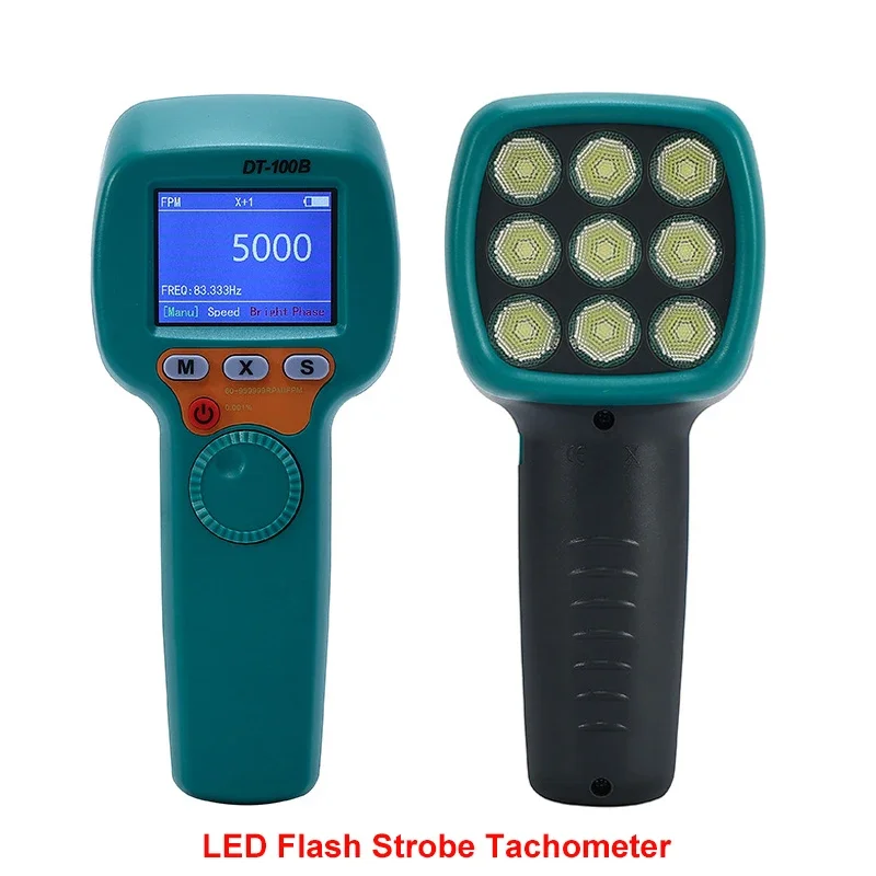 DT-100B LED Digital Stroboscope Flash Strobe Tachometer Speed Tester Non-Contact Gear Printing Rotation Speed Analyz Handheld