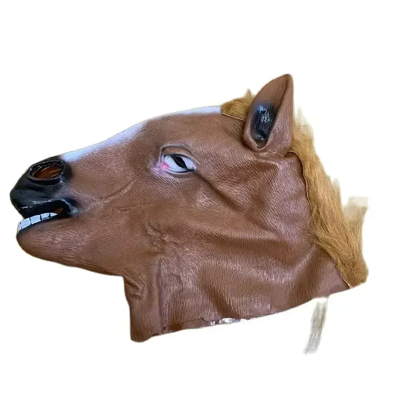 Máscaras De caballo marrón para hombres y niñas, De caballo Divertida máscara De cabeza, máscara De Animal De látex, Disfraces De Halloween De Cosplay, casco De látex, novedad