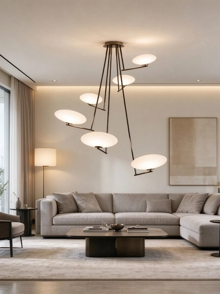Modern creative designer's personalized all copper goose oval glass chandelier, hotel living room, villa model room chandelier