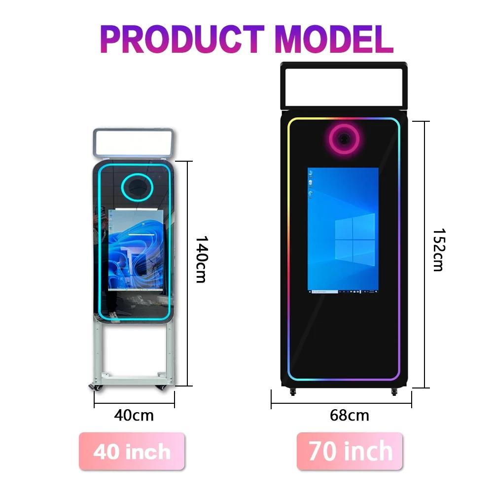 Smart 70 Inch Screen Magic Mirror Photo Booth With C amera And Printer Digital Interactive Mirror Photobooth