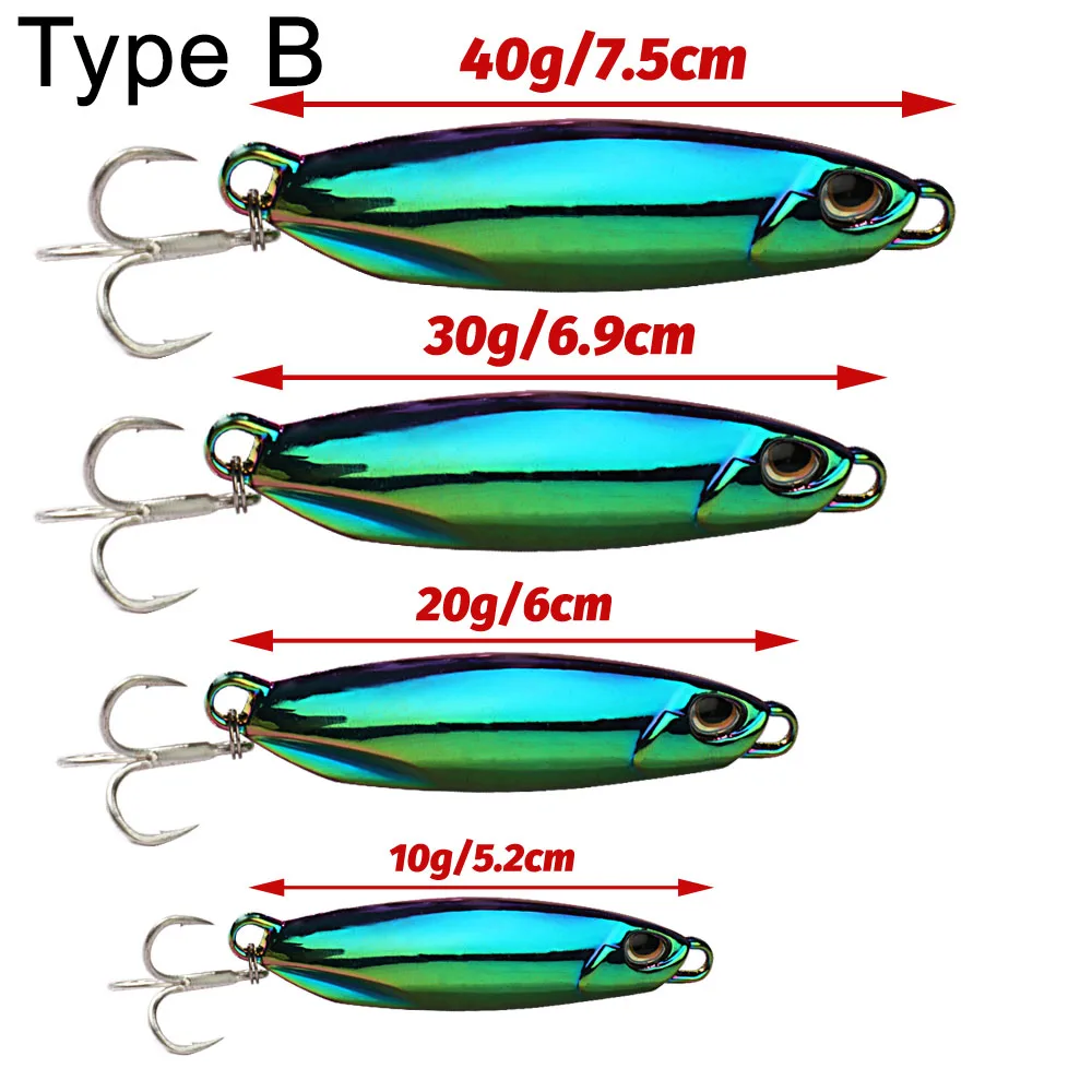 Metal Jig Fishing Lure 10g 20g 30g 40g Shore Casting Swimbait VIB Spoon Fishhook Spinner LAKE Ocean Tackle Pesca Artificial Bait