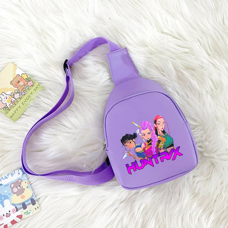 

Kpop Demon Hunters Сумки на груди с героями мультфильмов Аниме Сумка через плечо Модная повседневная дорожная сумка на плечо с кошельками для монет Подарок