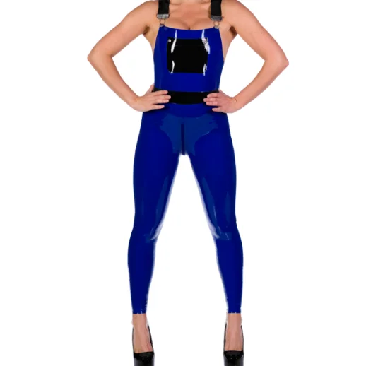 

Ganzanzug Gummi Latex Uniform 100% Rubber Blue sexy suspender bodysuit Cosplay Party Locomotive XS-XXL 0.45MM