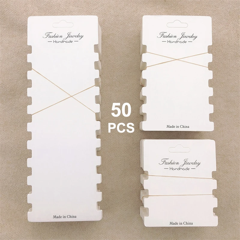 50Pcs Hair Ring Display Cards Cardboard Hair Accessories Packaging Tag Card Hairband Hairpins Display Retail Price Tags Label