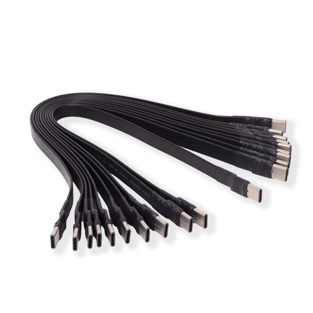 Ribbon FPV USB 3.1 TYPE-C To TYPE C Flat Extension Cable 90 Degree Up/Down Angle USB-C Data 10Gbps Gen2 Full Speed USB 3.1 Cable