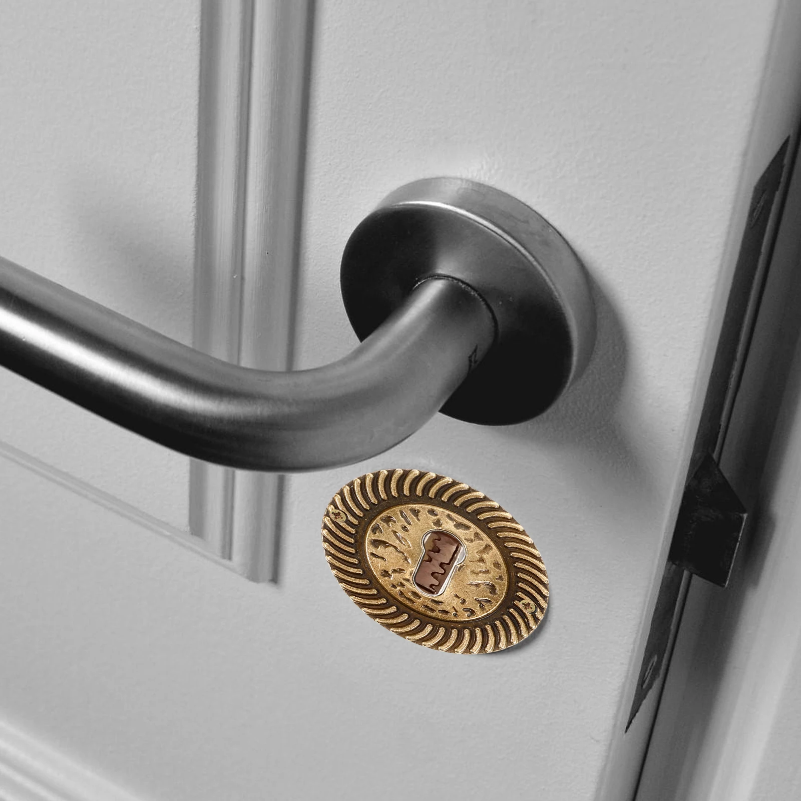 

6pcs Vintage Covers Decorative Metal Insert Plates Drawer Cabinet Cover Plate Zinc Alloy Decorative Plate Oval Keyhole Protector