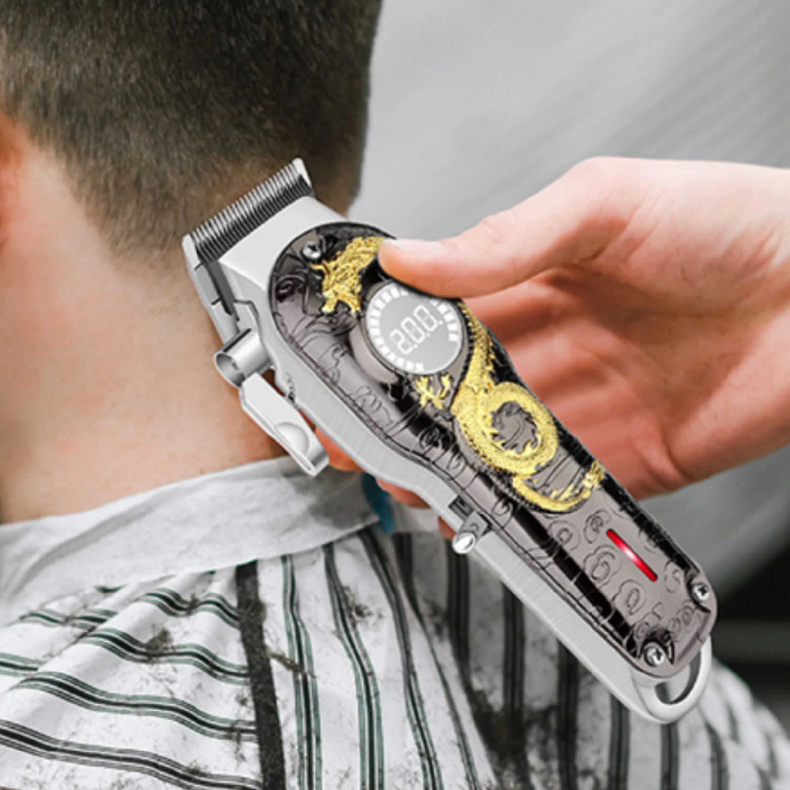 

Electric Hair Clipper Rechargeable Cordless Hair Trimmer Barber Clipper Kit Digital Display Barber Grooming Kit Retro Design