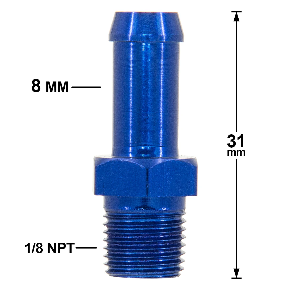 Universal 1/8NPT to 8MM,1/8NPT to AN6 Straight AN6-M10*1  Fuel Hose Adapter Pipe Thread Fitting