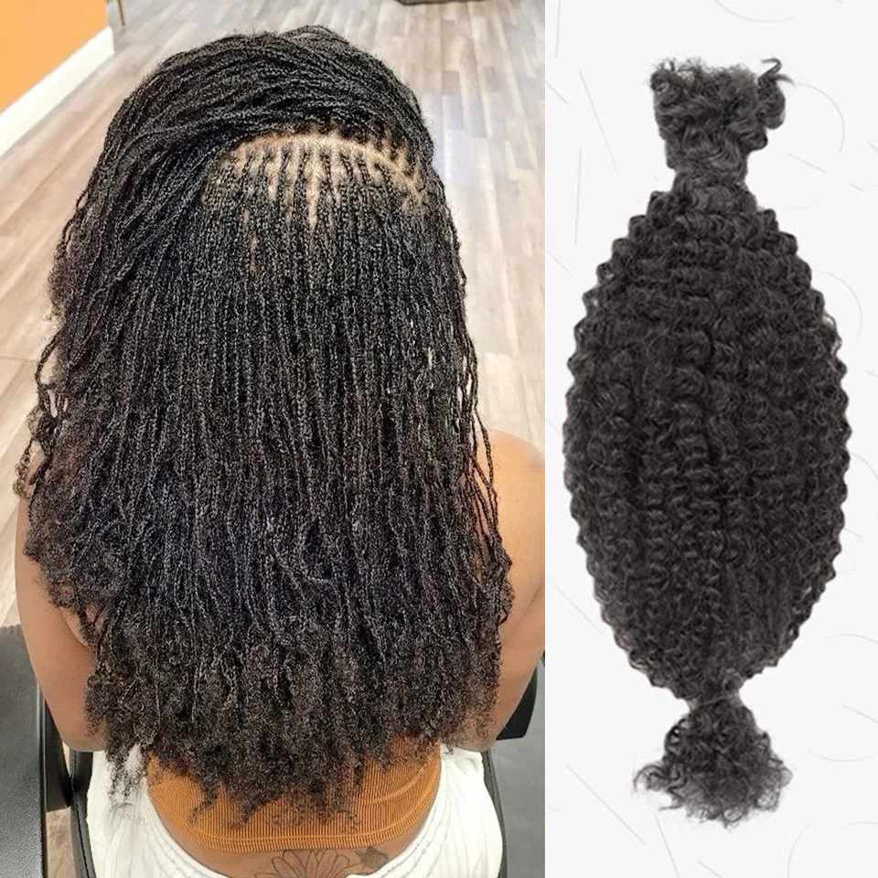 

Kinky Twist Crochet Braiding Hair 100% Human hair Bundles 22Inch Sleek Curly Human Hair Bulks QVR 1 PCS Afro Kinky V Bulk Hair