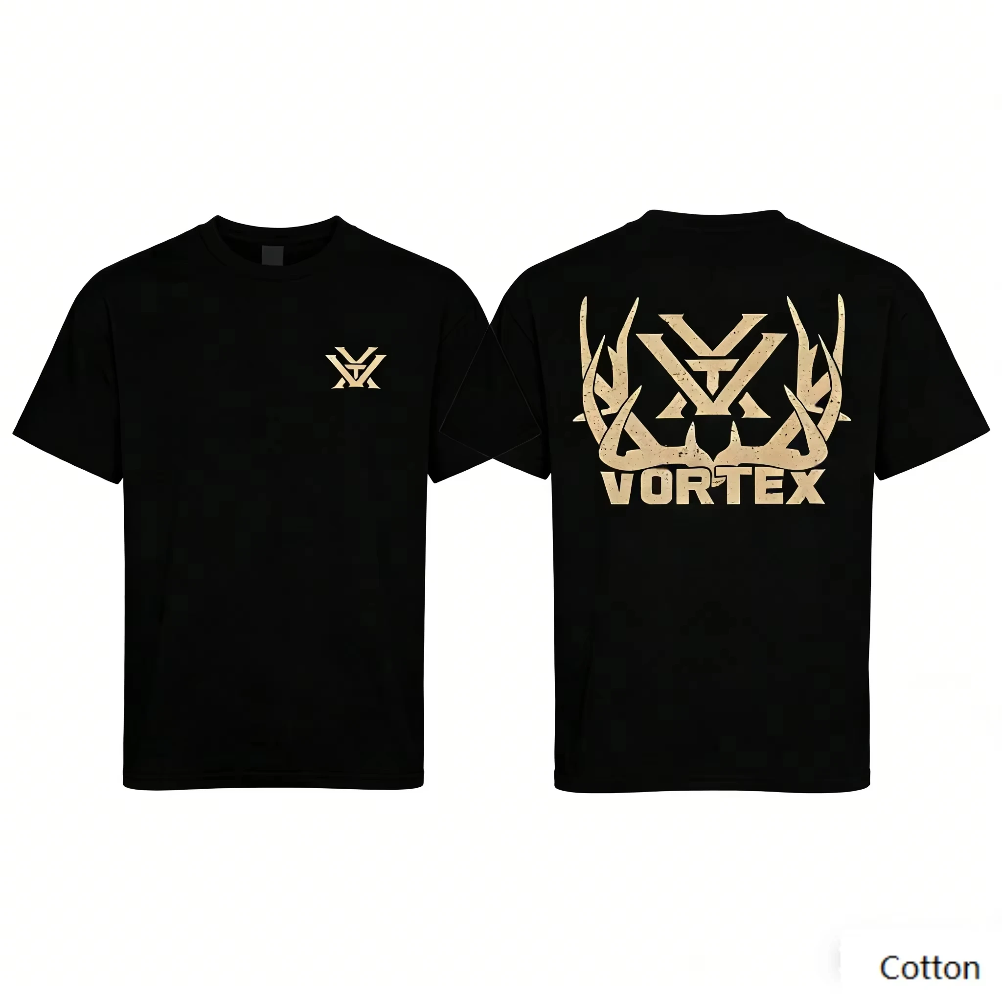 Nuova T-shirt in cotone 2026 per il tempo libero estivo, con corna di cervo Vortex Optics, per la caccia, in cotone, per attività all'aperto, streetwear, per fan Vortex