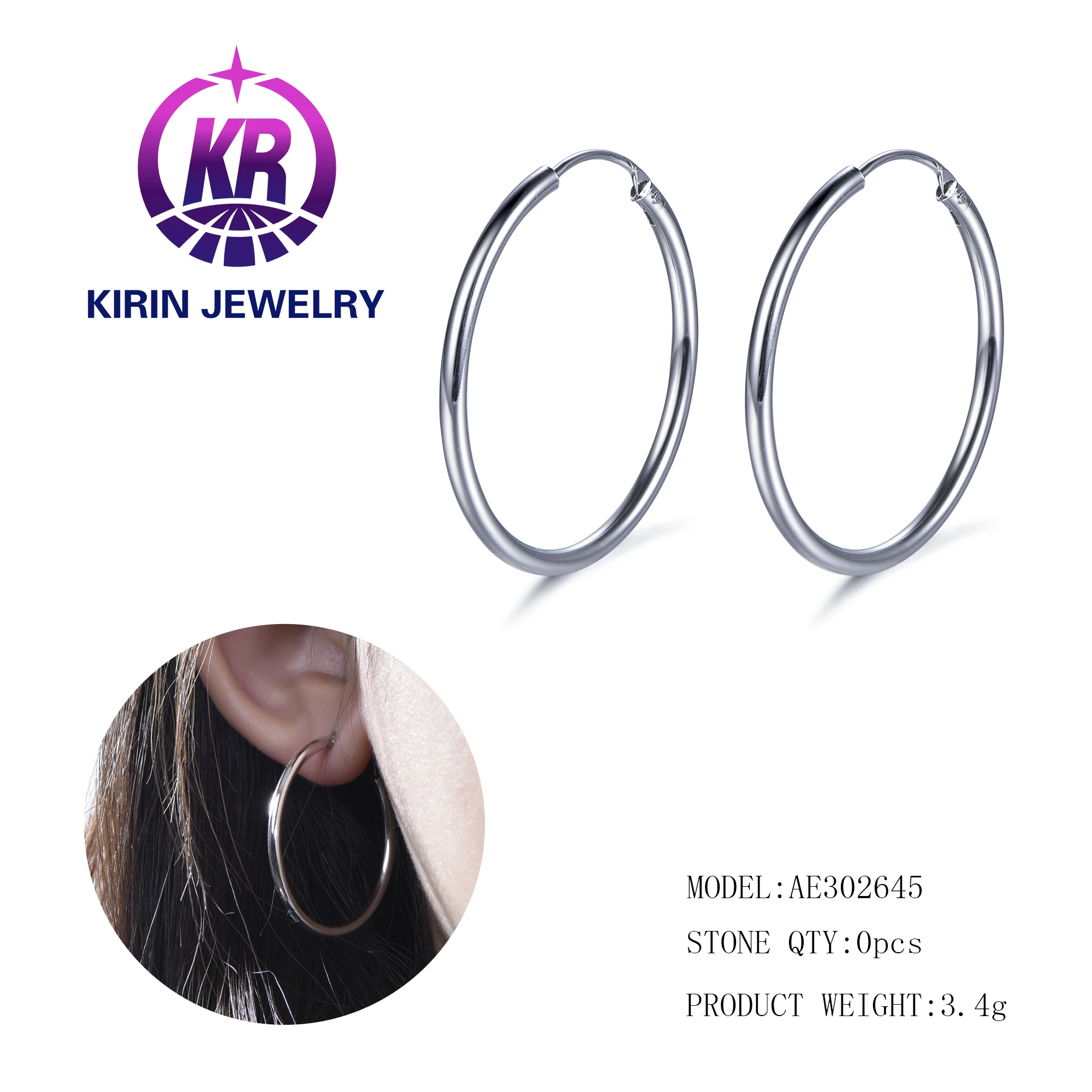 

KOSE Hoop Earrings Sets for Women 14K Gold White Gold Plated Rose Gold Lightweight Hoops 30mm