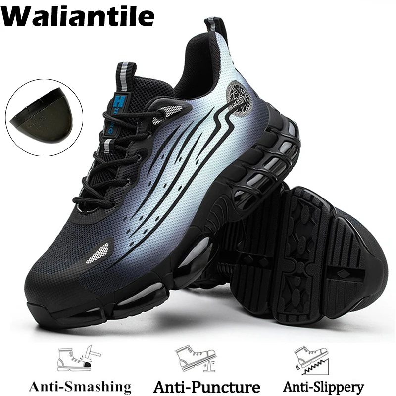 

Waliantile Anti-smashing Work Safety Shoes Footwear Puncture Proof Non-slip Security Working Boots Steel Toe Safety Sneakers Man