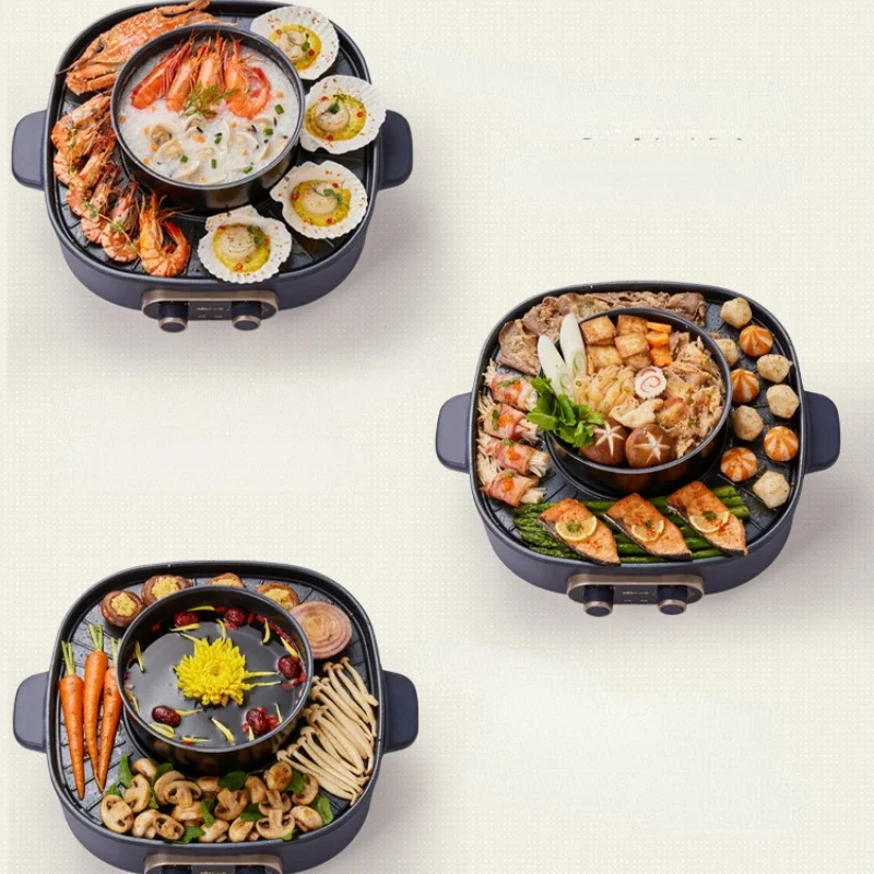 Electric Oven, Hot Pot, Steaming and Baking,Indoor Home Barbecue,Dual-Purpose Barbecue, Korean Style Frying and Baking