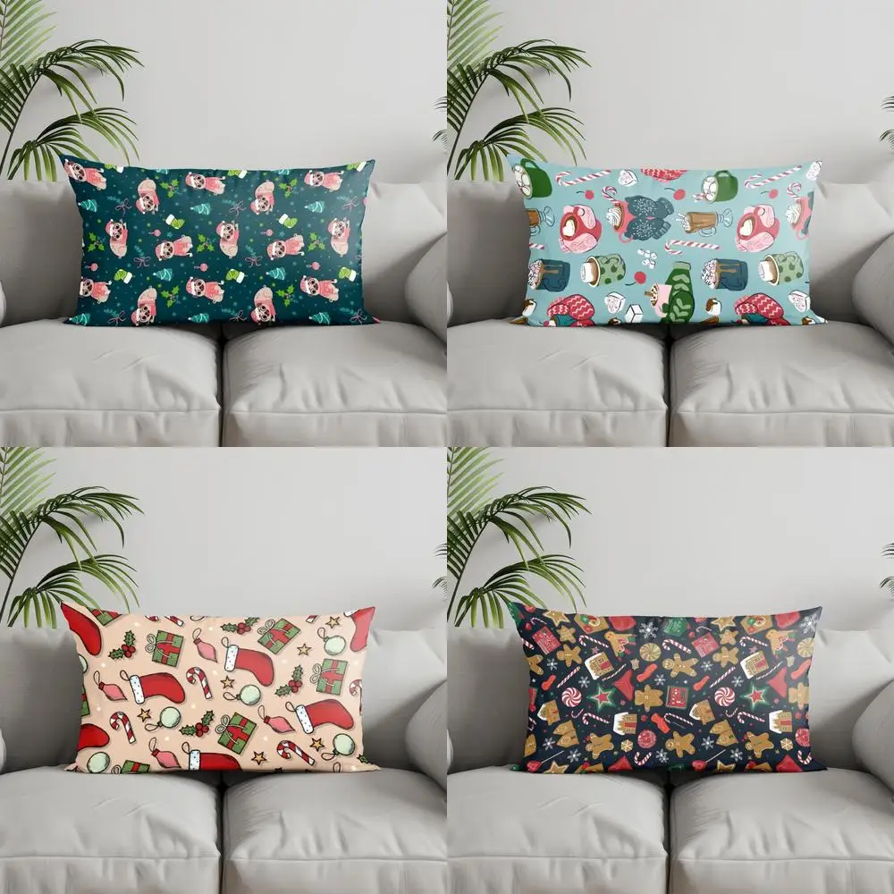 ديكور المنزل لطيف الصلصال عيد الميلاد وسادة غطاء مناسبة ل أريكة غرفة نوم سيارة وسادة غطاء وسادة مستطيلة الظهر وسادة #1