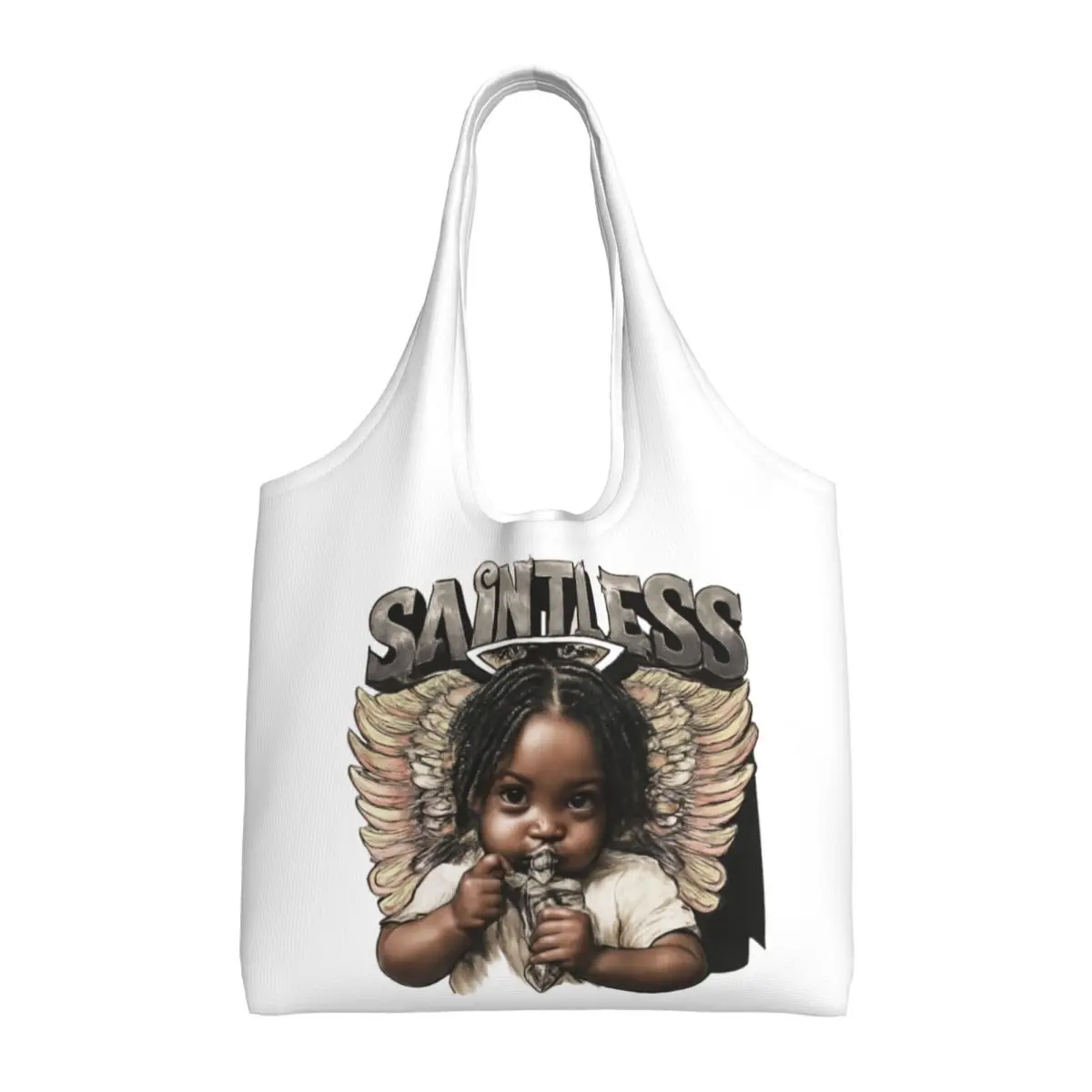 

Saintless Innocence Large Capacity Canvas Tote Bag Single Shoulder Work Commute Bag For Women Eco-Friendly Shopping Bag