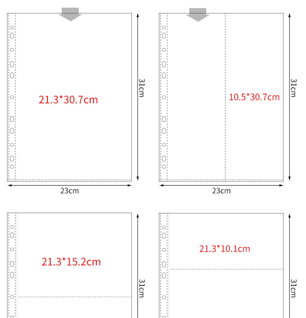 11-Hole A4 Binder Refill Pages 10 Pack Multi-Grid for Photo Card Postcard Coin Collection Scrapbook Album