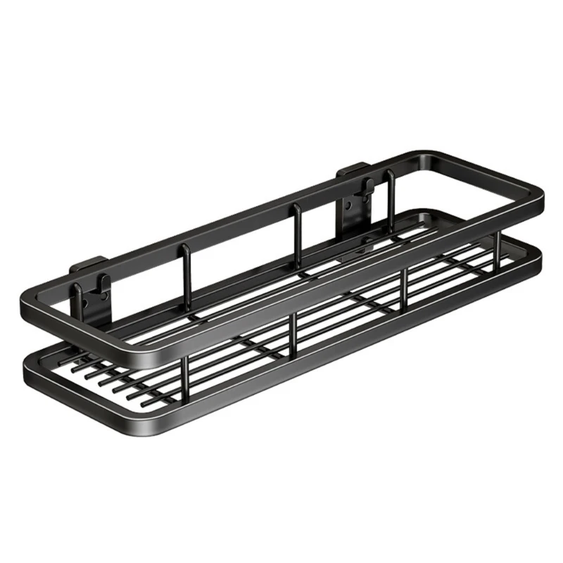 

Black Bathroom Shelf Installation Strong Bearing Capacity Rack Wall Mounted Makeup Shelf Waterproof Shower Shelves Drop ship