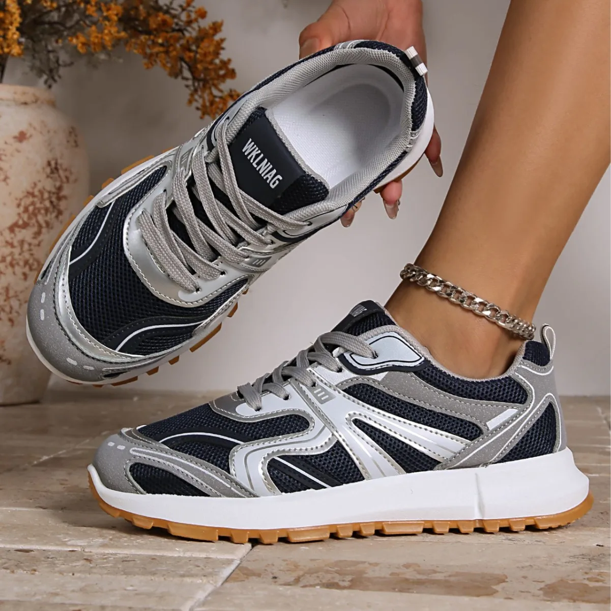 Women's Large Size Sports Shoes Spring New Style Trendy Casual Breathable Thick-Topped Durable Multi-Functional Running Shoes