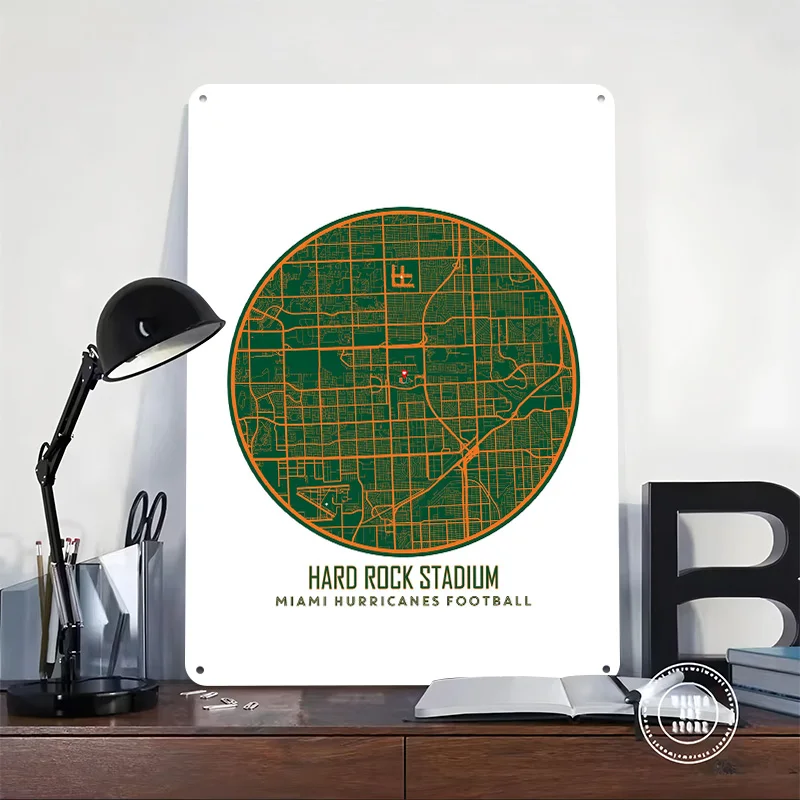 Miami Hurricanes 3D Texture Printed Poster Custom Vintage Metal Tin Plate Sign for Wall Art Luxury Decoration Home Decor Items