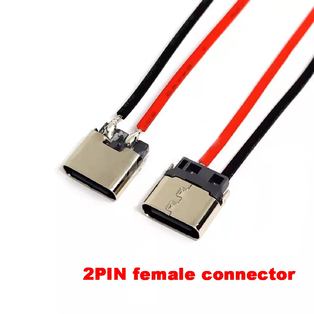 10 pces usb tipo-c 3.1 jack 2pin linha de tira fio de solda conector fêmea em linha reta para o telefone móvel porto de carregamento soquete de carregamento