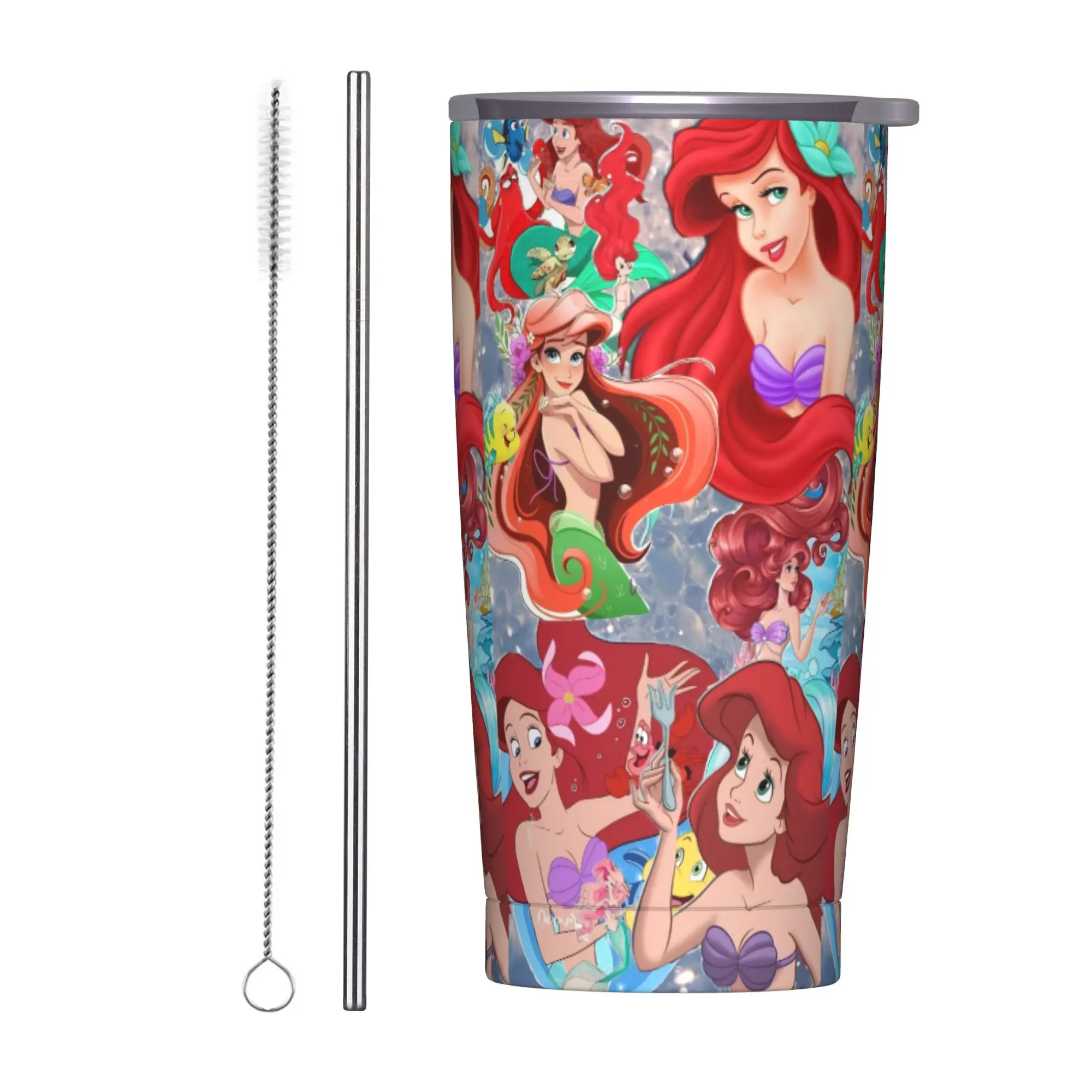 

Mermaids Girl Cartoon Insulated Tumbler with Lid Vacuum Coffee Mugs Double Wall Hot Cold Drinks Cups, 20oz