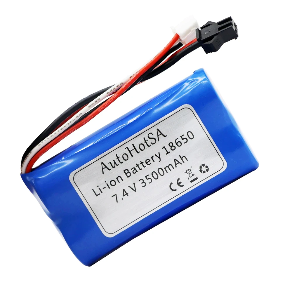 (SM Plug) 7.4V 3500mAh 18650 Lipo Battery for WPL MN99S D90 U12A S033g Q1 H101 Rc Boats Cars Tanks Drones Parts 2S 7.4V Battery