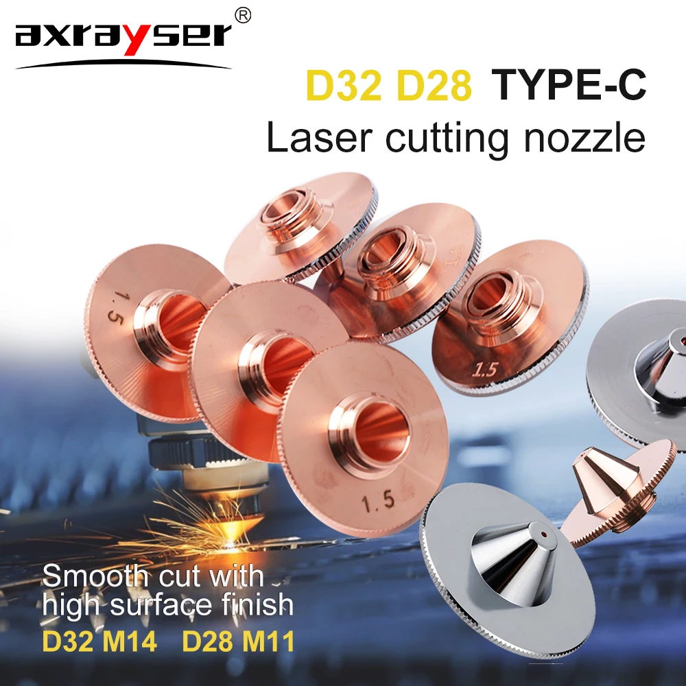 

Лазерная насадка типа C, одинарная двухслойная D28/32 мм H11 H15 M11 для HANS Precitec Raytools, машина для резки волокна Consumab