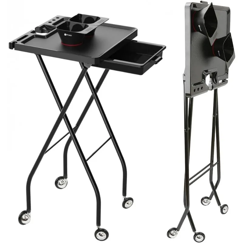 Salon Folding Tray, Salon Tray on Wheels, Salon Tray cart, Barber Shop,Hair Salon Accessories