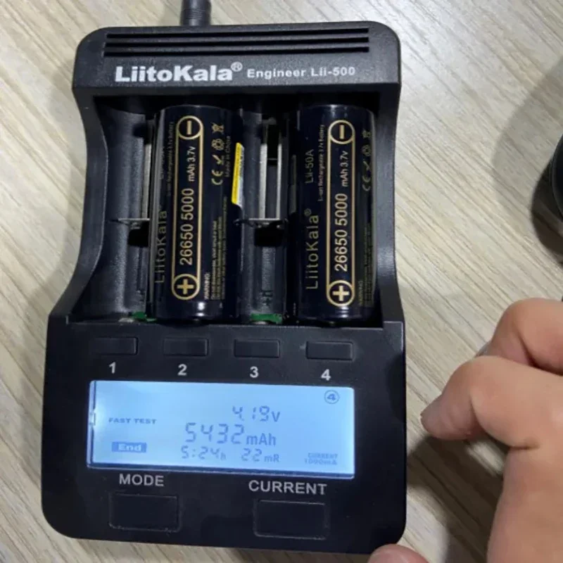 LiitoKala lii-50A 26650 5000mah lithium battery 3.7V 5000mAh rechargeable battery suitable for flashligh