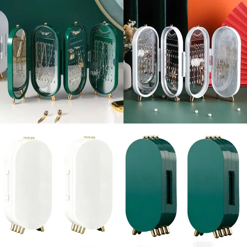 

Foldable Mirror Jewelry Storage Rack, Portable Desktop Storage, Upright Display Rack, Beautiful and Tidy