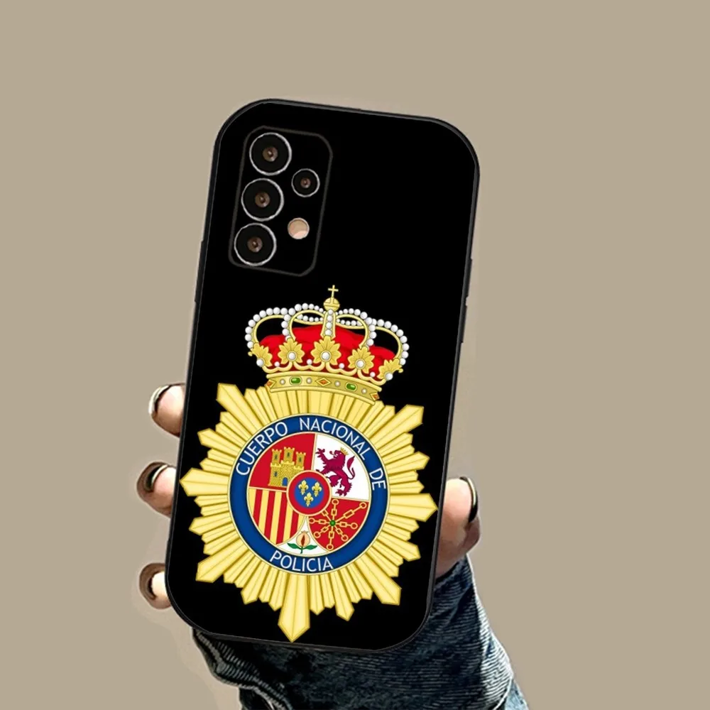 Spain National Police logo Phone Case For Samsung S24,23,23,22,30,21,10,9,Note20 Ultra,Lite,Ultra,5G,Plus,FE,Black Soft Case