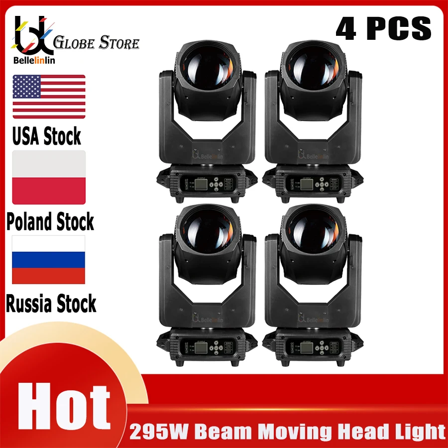 

0 Tax 4Pcs 295W Bulb Beam Moving Head Lighting 8+18+8 Prism and 16 Prism Spot DMX Gobo Rainbow Effect For DJ Disco Wedding Bar