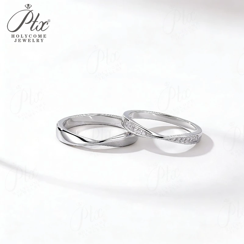 Paarringe Moissanit 925 Sterling Silber 18K Gold Plattiert Ehering Luxuriöse Ringe für Valentinstag Geschenke Anhänger – Detail 9