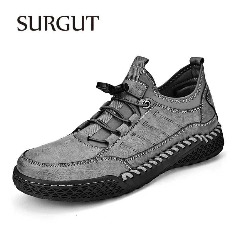 

SURGUT Handmade Casual Men Shoes Design Men Soft Comfort Pu Leather Shoes All Season Fashion Luxury Breathable Driving Shoes Men