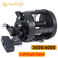 Sougayilang Trolling Reel Level Wind Graphite Body Fishing Reel, Durable Stainless-Steel, Large Line Capacity for Saltwater