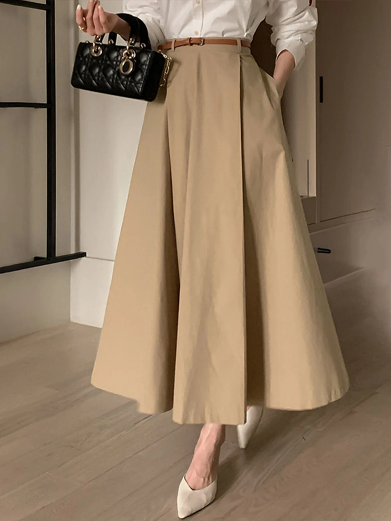 

Slim Fit Midi Straight Skirt Sexy Nightclub Decorative Gathered Waistline Regular High Quality Women's Fashion Skirts