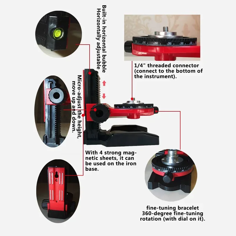 1-4インチ調整可能なl字型磁気サポートベース（レーザー測定器用）
