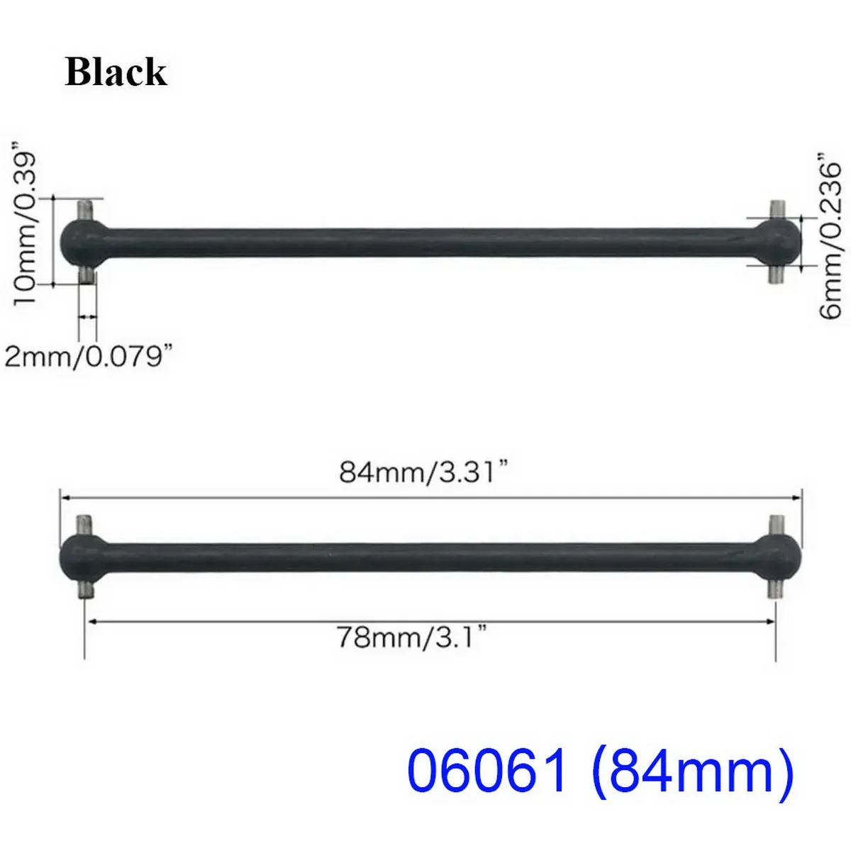 HSP Unlimited 2 Stück RC Auto Stahl Metall Antriebswelle Dogbone Länge 61 mm 63 mm 70 mm 77 mm 84 mm 87 mm 89,5 mm 100 mm