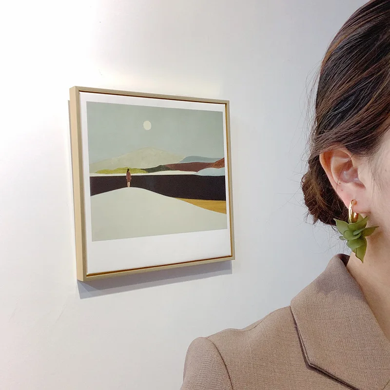 여성을위한 아크릴 말차 녹색 꽃 꽃잎 귀걸이 패션 C 모양의 드롭 귀걸이 파티 웨딩 귀 보석 도매