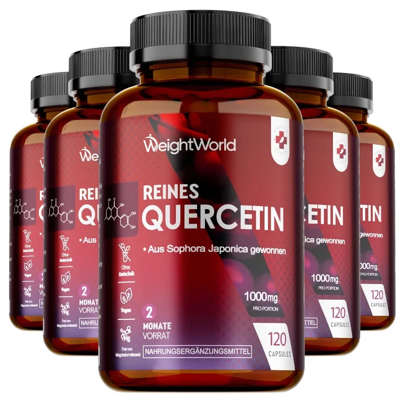 5 Bottles Quercetin Supplement - Regulate Metabolism, Promotes Heart, Skin and Respiratory Health, Enhance Cell Vitality