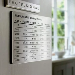 Measurement Conversion Refrigerator Magnet Stainless Steel Scale Plate Refrigerator Magnet for Cups Fluid Oz Milliliters Kitchen
