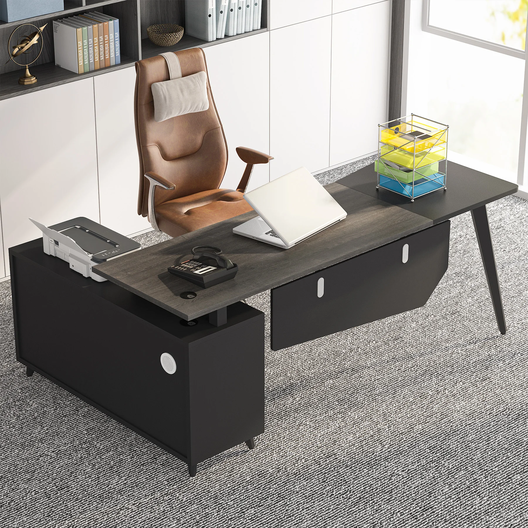 Tribesigns L-Shaped Computer Desk with File Cabinet, 78.74 Inch Large Executive Office Desk Business Furniture Desk