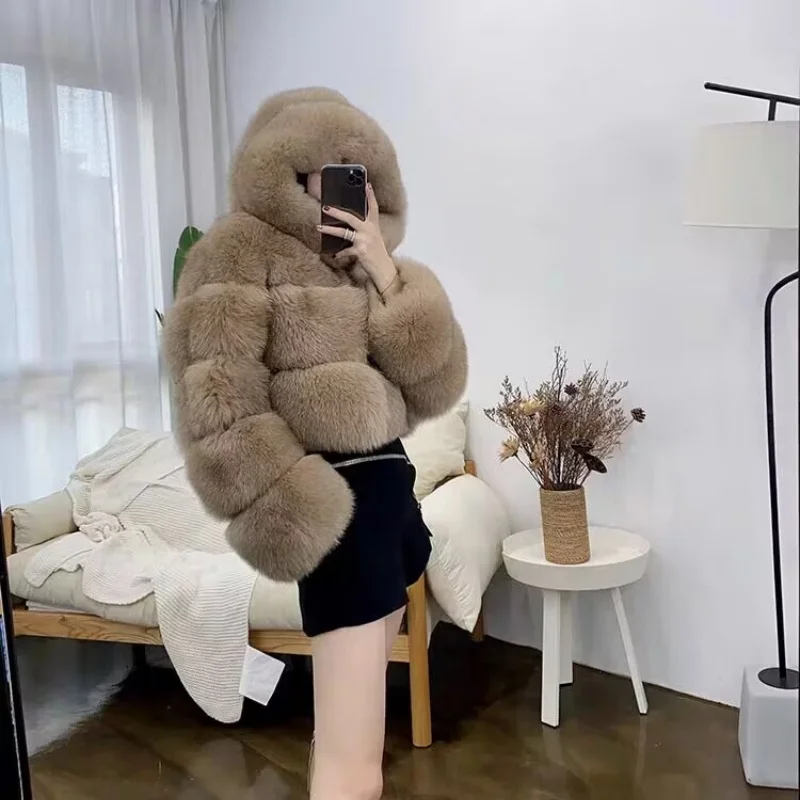 Winter women\'s real fox fur coat warm fox jacket classic fur jacket warm luxury fur jacket sold for 2024 new model